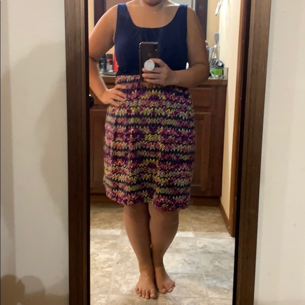 Short cotton top, polyester bottom dress